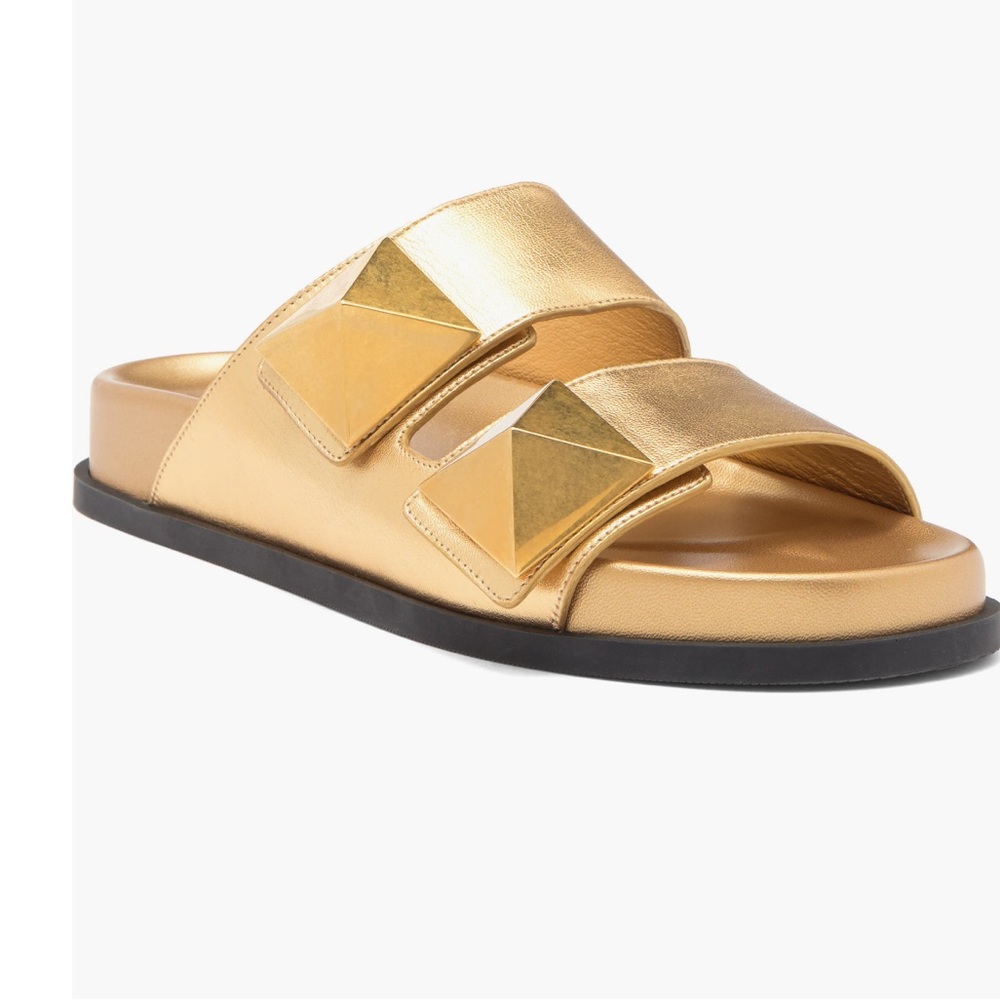 Valentino Garavani Metallic Gold Slide Sandals
